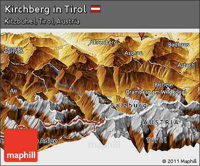 Physical Panoramic Map of Kirchberg In Tirol