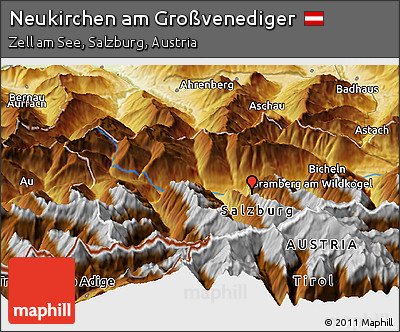 Physical Panoramic Map of Neukirchen Am Großvenediger