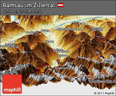 Physical Panoramic Map of Ramsau Im Zillertal