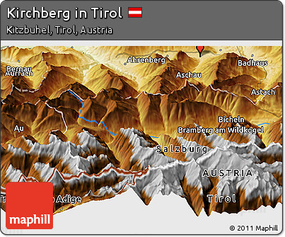 Physical Panoramic Map of Kirchberg In Tirol