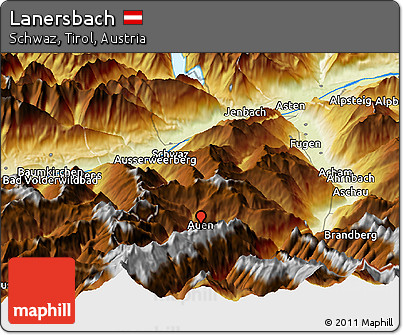 Physical Panoramic Map of Lanersbach