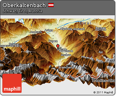 Physical Panoramic Map of Oberkaltenbach