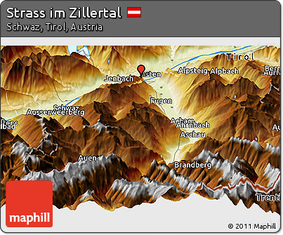 Physical Panoramic Map of Strass Im Zillertal