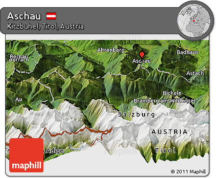 Satellite Panoramic Map of Aschau