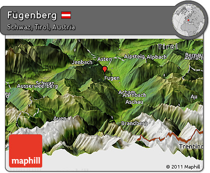 Satellite Panoramic Map of Fügenberg