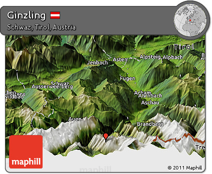 Satellite Panoramic Map of Ginzling