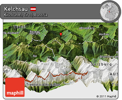 Satellite Panoramic Map of Kelchsau