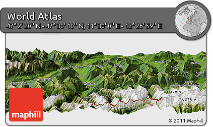 Satellite Panoramic Map of the Area around 47° 16' 15" N, 11° 58' 29" E