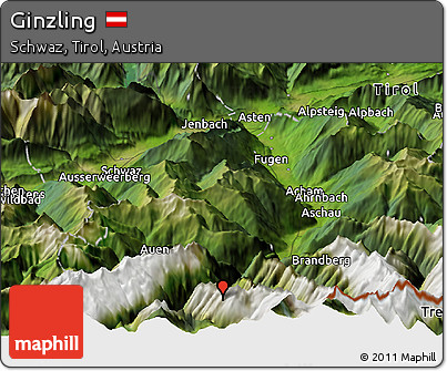 Satellite Panoramic Map of Ginzling