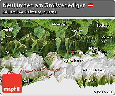 Satellite Panoramic Map of Neukirchen Am Großvenediger