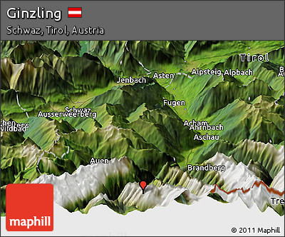 Satellite Panoramic Map of Ginzling