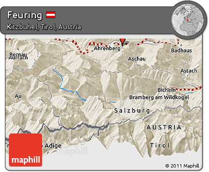 Shaded Relief Panoramic Map of Feuring
