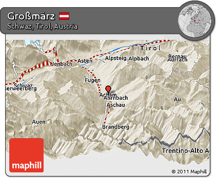 Shaded Relief Panoramic Map of Großmärz