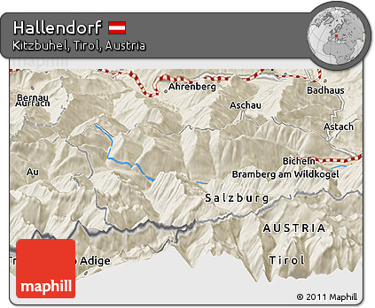 Shaded Relief Panoramic Map of Hallendorf