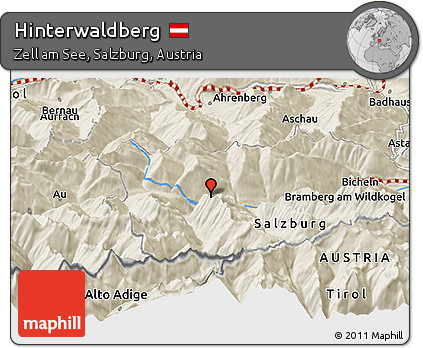 Shaded Relief Panoramic Map of Hinterwaldberg