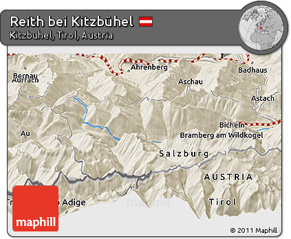Shaded Relief Panoramic Map of Reith Bei Kitzbühel