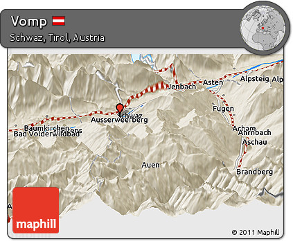 Shaded Relief Panoramic Map of Vomp
