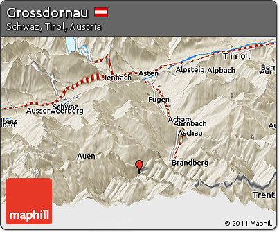 Shaded Relief Panoramic Map of Grossdornau
