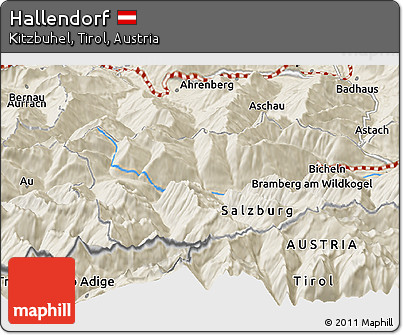 Shaded Relief Panoramic Map of Hallendorf