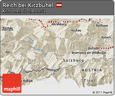 Shaded Relief Panoramic Map of Reith Bei Kitzbühel