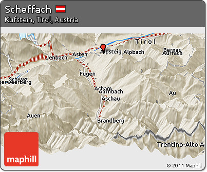 Shaded Relief Panoramic Map of Scheffach