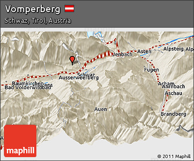 Shaded Relief Panoramic Map of Vomperberg