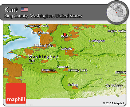 Physical Panoramic Map of Kent