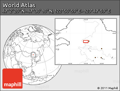 Blank Location Map of the Area around 47° 16' 15" N, 123° 19' 29" E