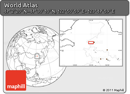Blank Location Map of the Area around 47° 16' 15" N, 123° 19' 29" E