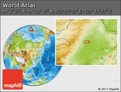 Physical Location Map of the Area around 47° 16' 15" N, 123° 19' 29" E