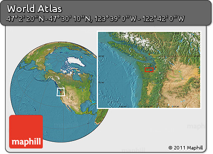 Satellite Location Map of the Area around 47° 16' 15" N, 123° 10' 30" W