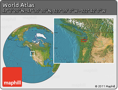 Satellite Location Map of the Area around 47° 16' 15" N, 123° 10' 30" W