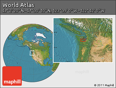 Satellite Location Map of the Area around 47° 16' 15" N, 123° 10' 30" W