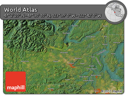 Satellite Map of the Area around 47° 16' 15" N, 123° 10' 30" W