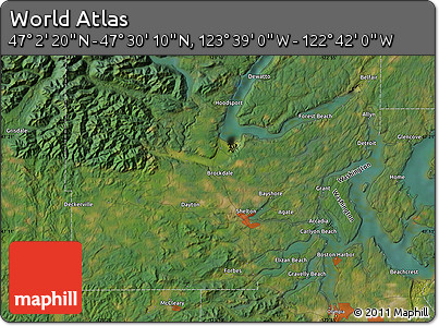 Satellite Map of the Area around 47° 16' 15" N, 123° 10' 30" W