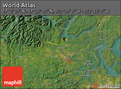 Satellite Map of the Area around 47° 16' 15" N, 123° 10' 30" W