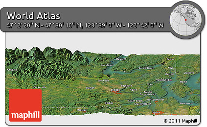 Satellite Panoramic Map of the Area around 47° 16' 15" N, 123° 10' 30" W
