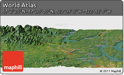 Satellite Panoramic Map of the Area around 47° 16' 15" N, 123° 10' 30" W