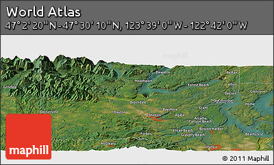 Satellite Panoramic Map of the Area around 47° 16' 15" N, 123° 10' 30" W