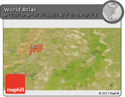 Satellite 3D Map of the Area around 47° 16' 15" N, 124° 10' 30" E