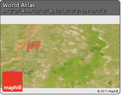 Satellite 3D Map of the Area around 47° 16' 15" N, 124° 10' 30" E