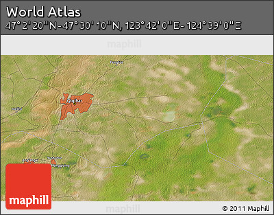 Satellite 3D Map of the Area around 47° 16' 15" N, 124° 10' 30" E
