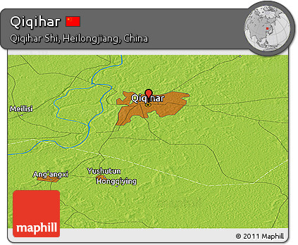 Physical Panoramic Map of Qiqihar