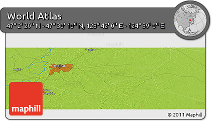 Physical Panoramic Map of the Area around 47° 16' 15" N, 124° 10' 30" E