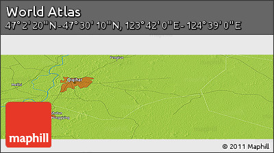 Physical Panoramic Map of the Area around 47° 16' 15" N, 124° 10' 30" E