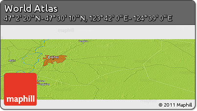 Physical Panoramic Map of the Area around 47° 16' 15" N, 124° 10' 30" E