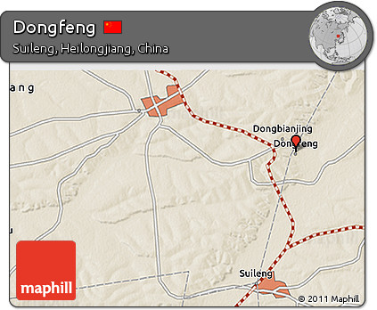 Shaded Relief 3D Map of Dongfeng
