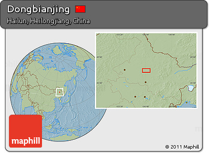 Savanna Style Location Map of Dongbianjing, hill shading