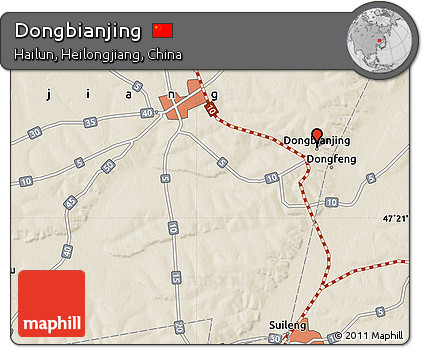 Shaded Relief Map of Dongbianjing