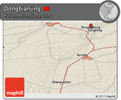 Shaded Relief Panoramic Map of Dongbianjing